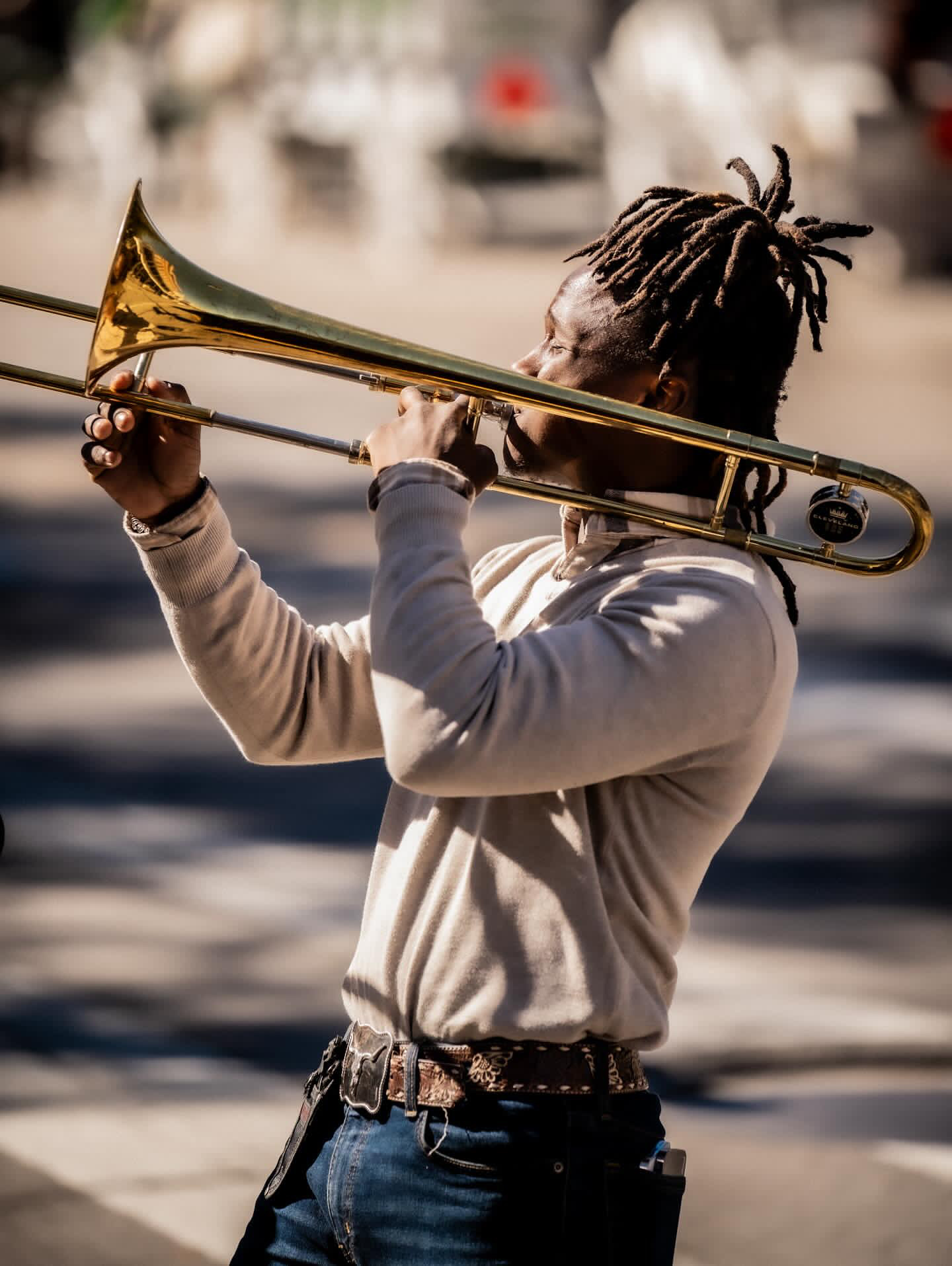 Maurice playing trombone in New Orleans