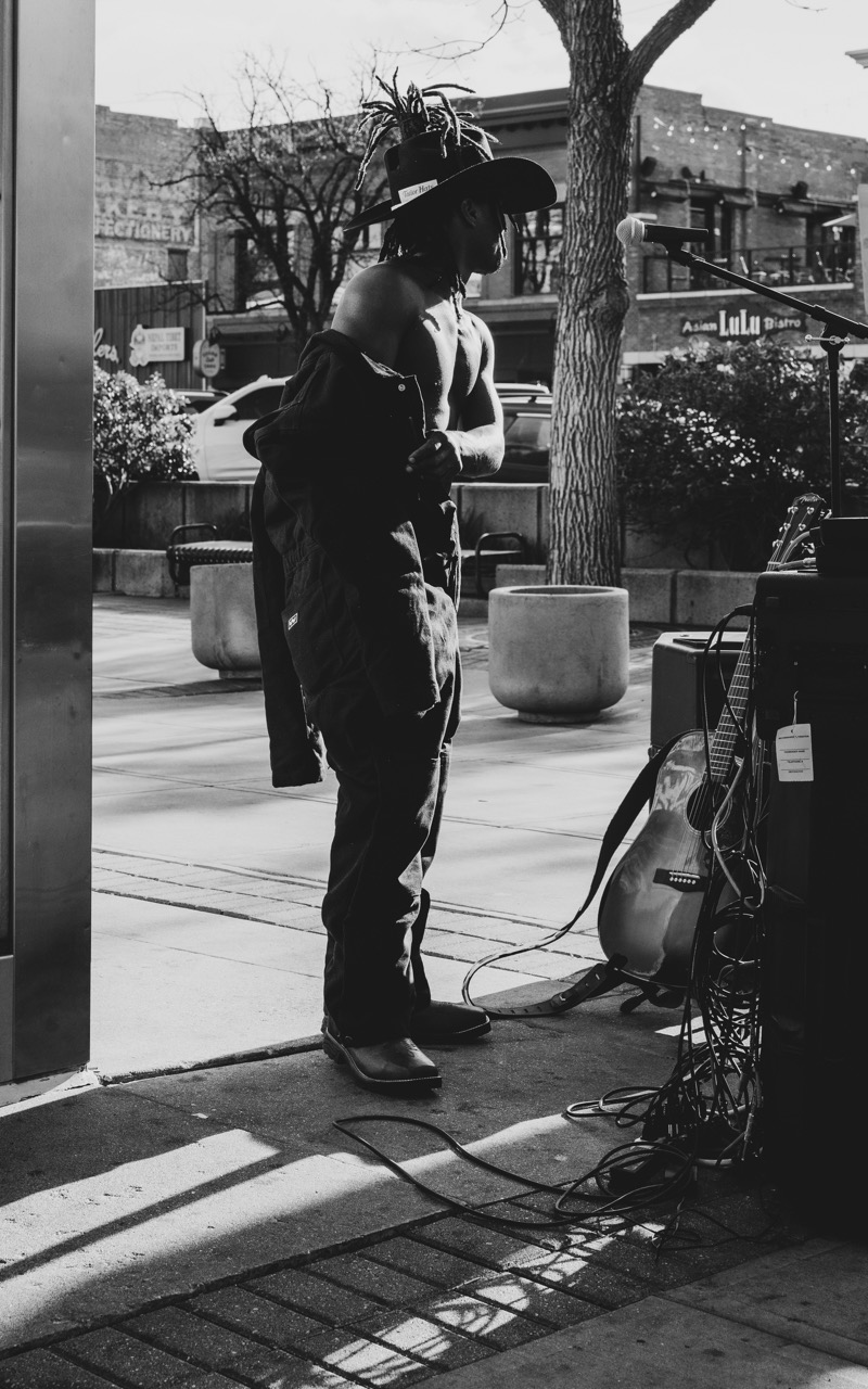 Maurice busking on a Nashville street corner